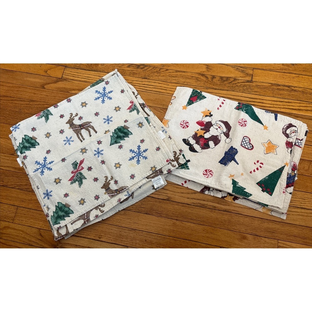 Jarbara Rustic 4 Place Mats & 4 Napkins Christmas Theme Cotton India